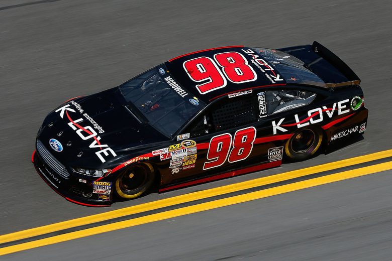Michael McDowell drives at Daytona.