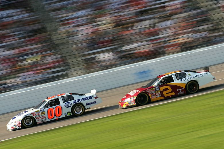 Michael McDowell and Clint Bowyer race at Texas.