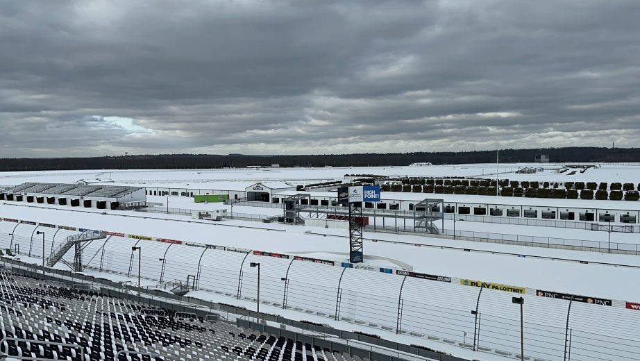 Snow covered Pocono track