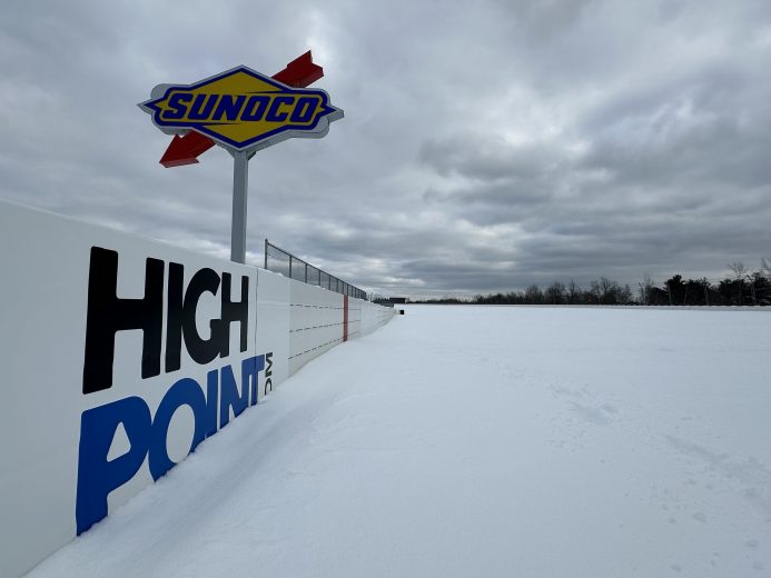 Snow covered Pocono track