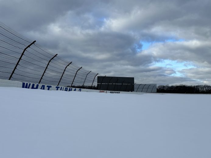 Snow covered Pocono track