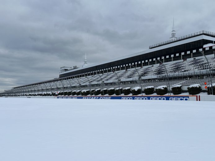 Snow covered Pocono track