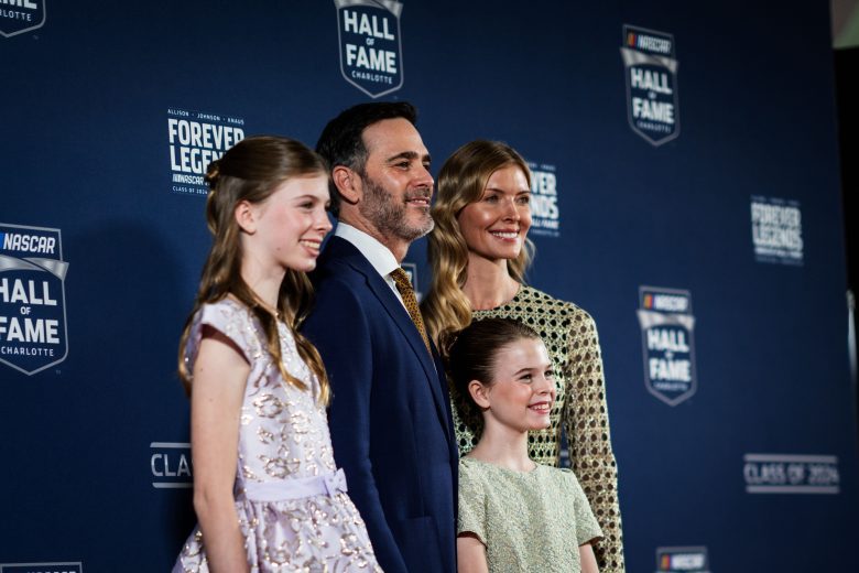 Jimmie Johnson poses for a photo with his family