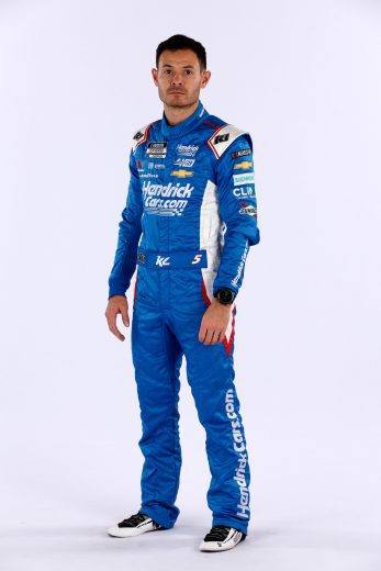 Kyle Larson poses for a photo during NASCAR Production Days