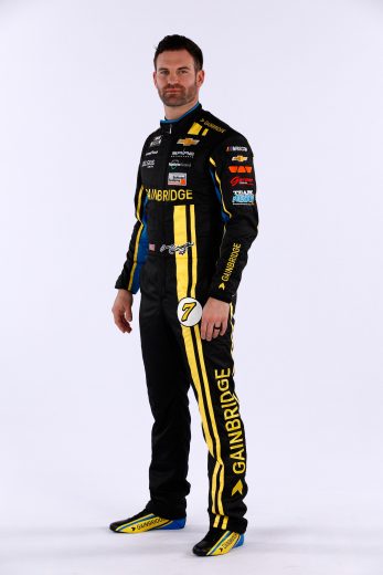 Corey LaJoie poses for a photo during NASCAR Production Days