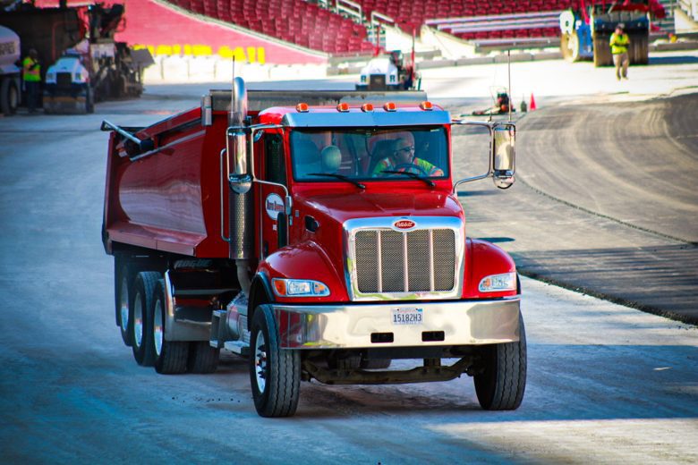 Track being paved at the LA memorial coliseum