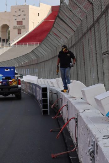 Safer barriers being installed at Los Angeles Memorial Coliseum