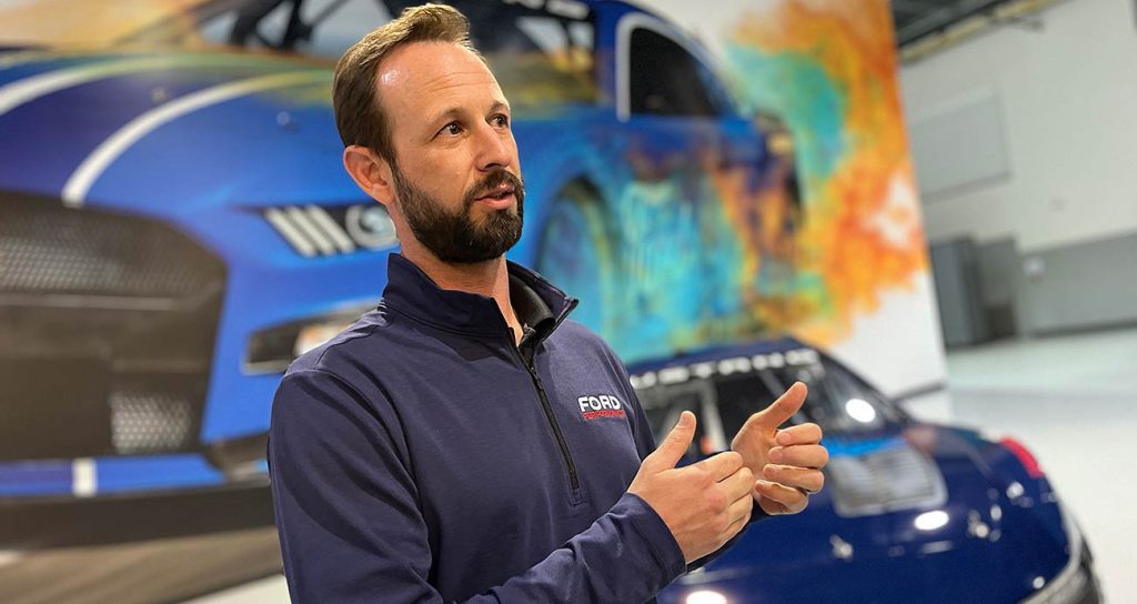 Richard Johns, NASCAR Performance Leader for Ford Performance Motorsports, at a walk-through of the Ford Mustang Dark Horse.