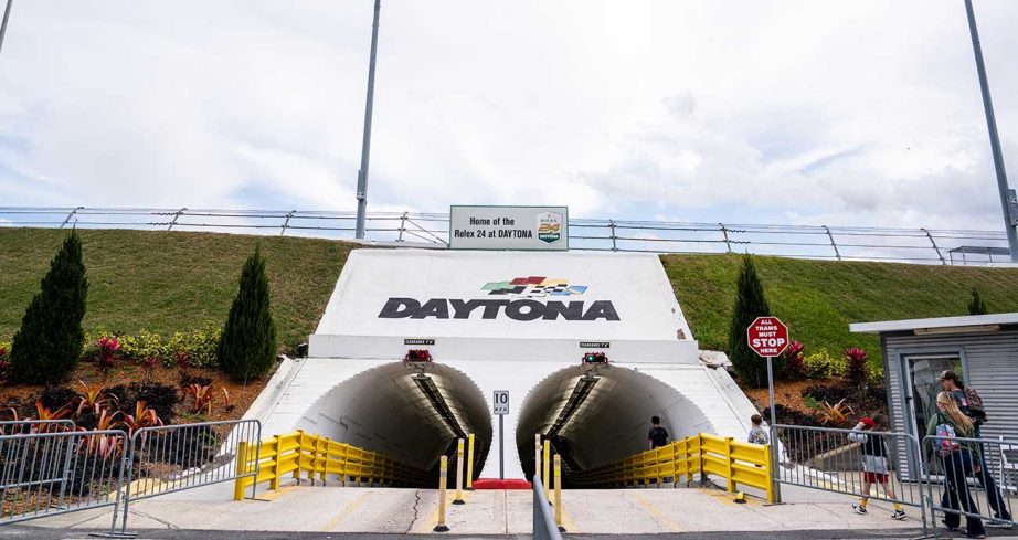 A view of the Turn 4 tunnel during the 2024 Speedweeks at Daytona International Speedway.