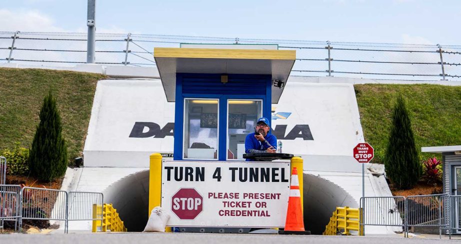 A view of the Turn 4 tunnel during the 2024 Speedweeks at Daytona International Speedway.