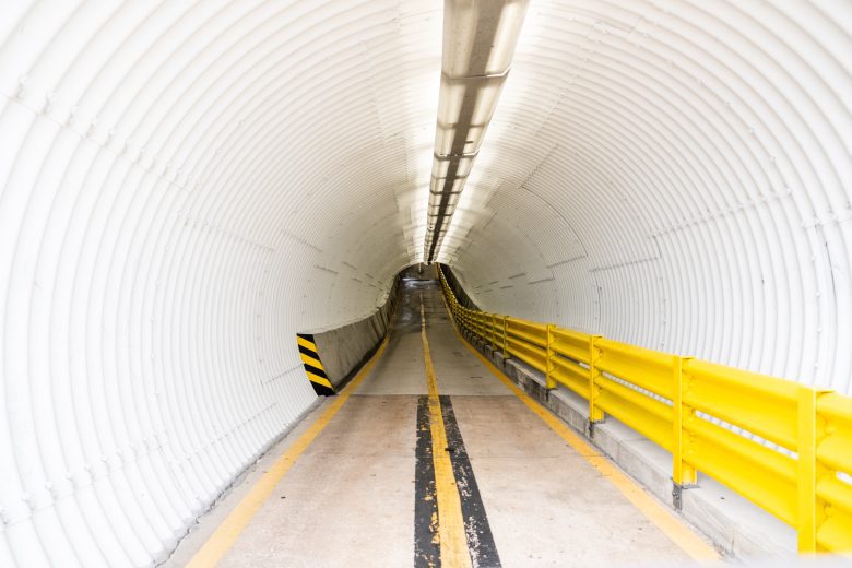 View looking down the tunnel