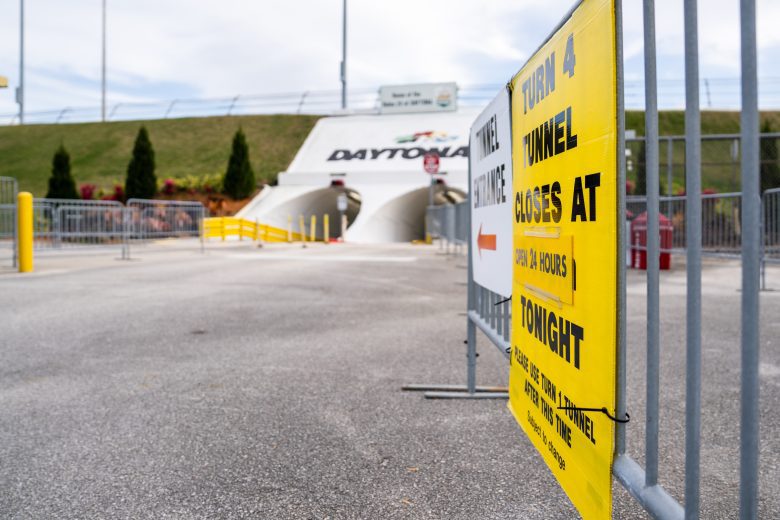 A distant view of the tunnels from the infield