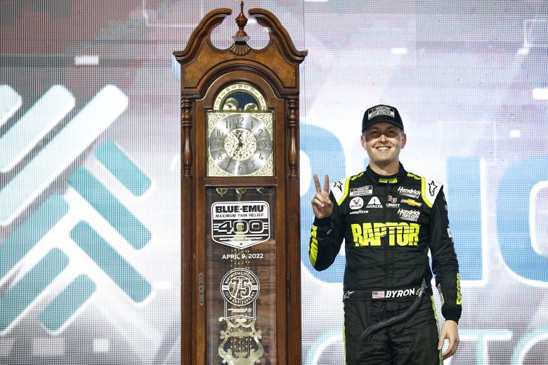 William Byron celebrates at win