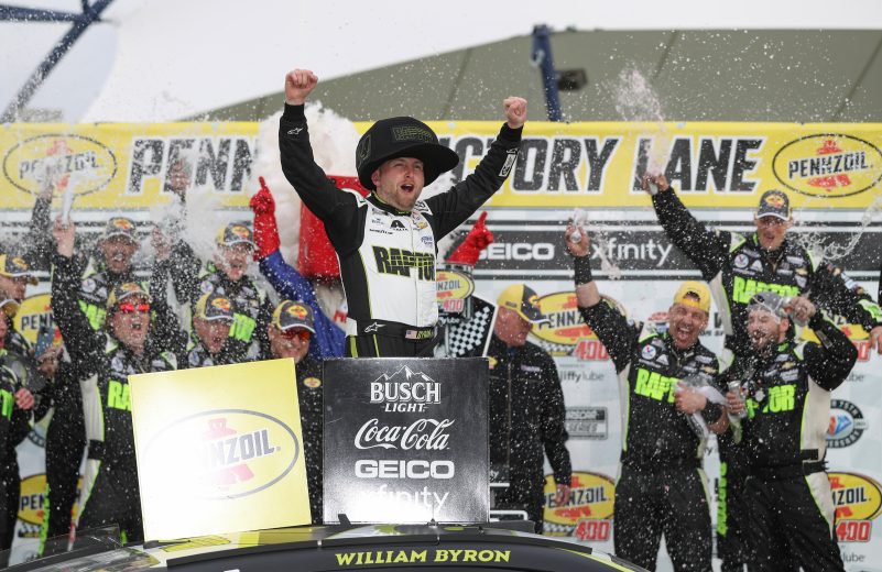 William Byron celebrates at win
