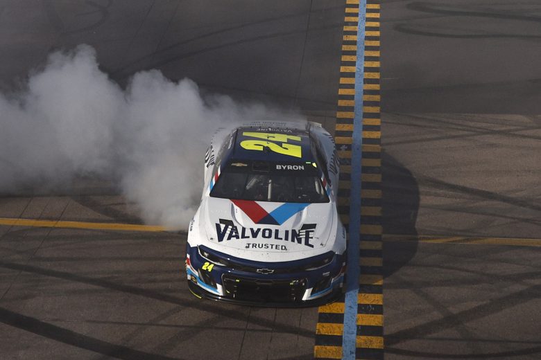 William Byron celebrates at win