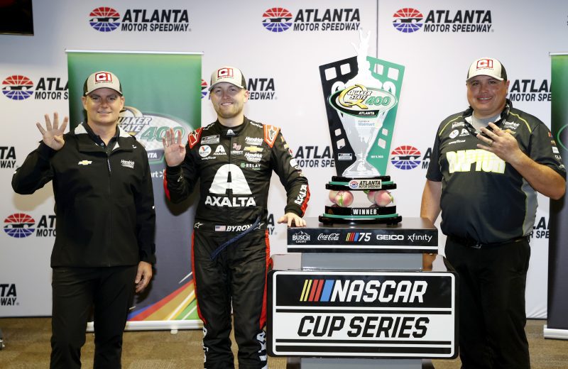 William Byron celebrates at win