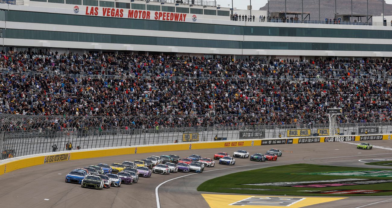The NASCAR Cup Series races at Las Vegas Motor Speedway.