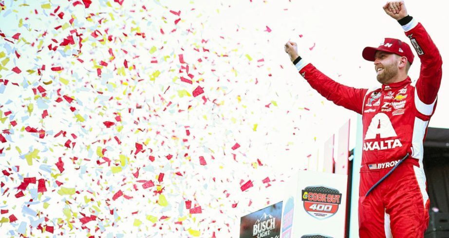 William Byron celebrates in Victory Lane at Martinsville.