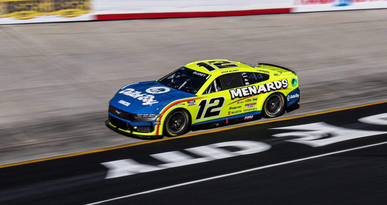 Ryan Blaney turns laps during NASCAR Cup Series practice at Bristol.