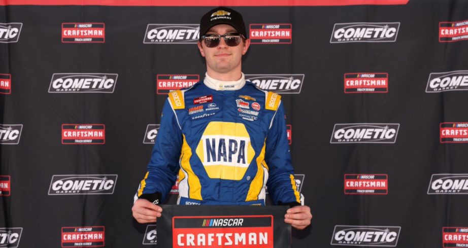 Christian Eckes after winning the pole at Bristol.