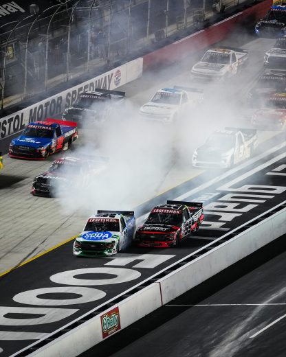 Ty Majeski and Ben Rhodes make contact at Bristol.
