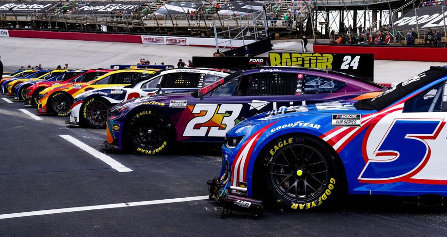 A row of Cup Series cars at Bristol