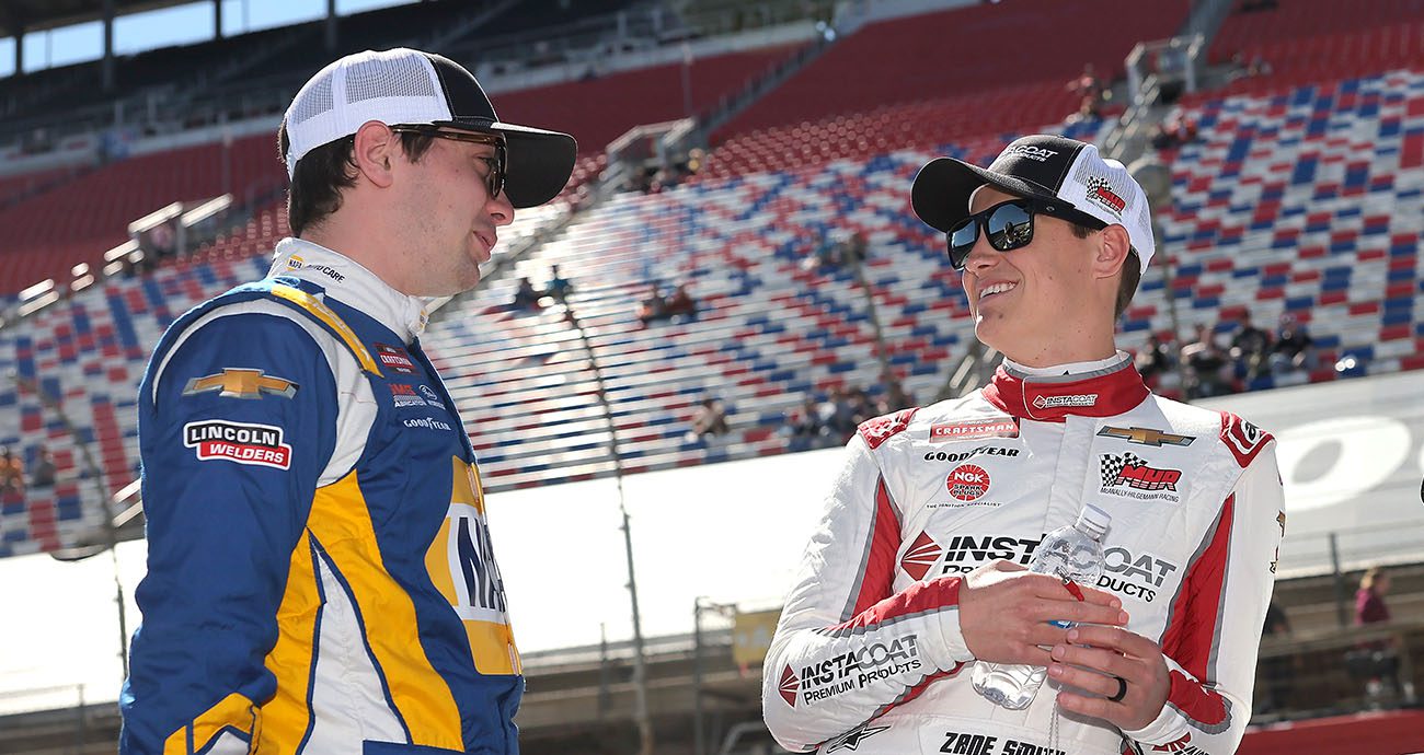 Christian Eckes and Zane Smith talk at Bristol