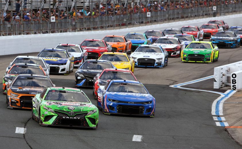 Martin Truex Jr. leads the NASCAR Cup Series field at New Hampshire Motor Speedway.