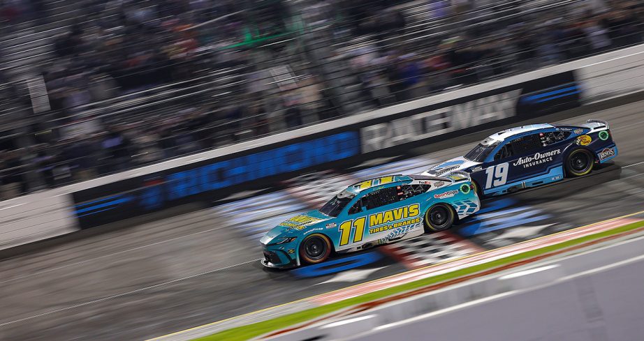 Denny Hamlin and Martin Truex Jr. race in the NASCAR Cup Series event at Richmond.