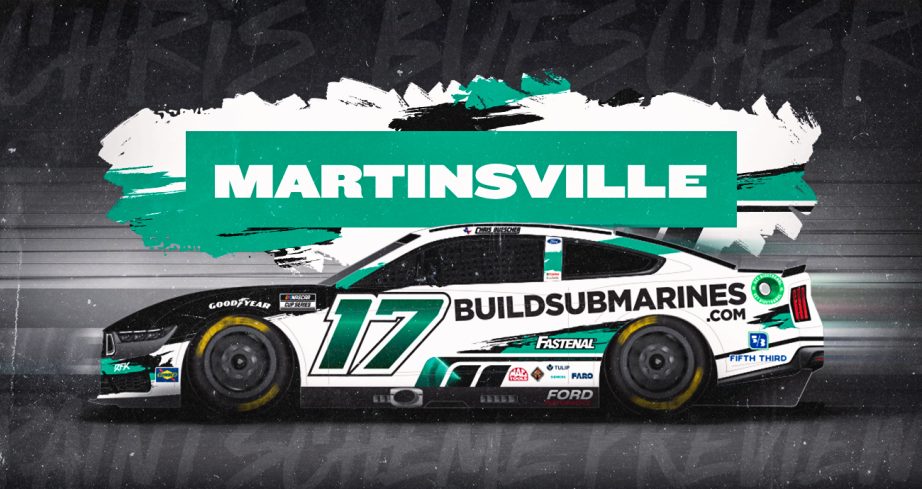 Paint Scheme Preview graphic for Martinsville featuring Chris Buescher's BuildSubmarines.com Ford.