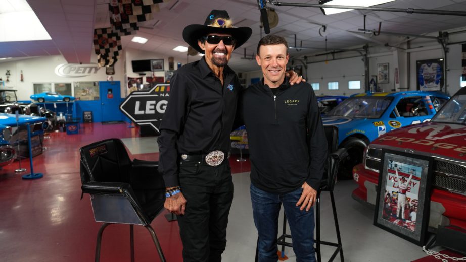 Richard Petty (left) poses for a photo with Matt Kenseth (right).