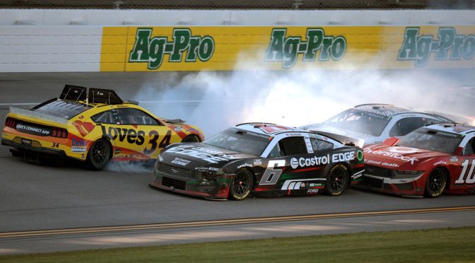 Featured Image for ‘Heartbroken’: Michael McDowell wrecks at Talladega finish with win in sight