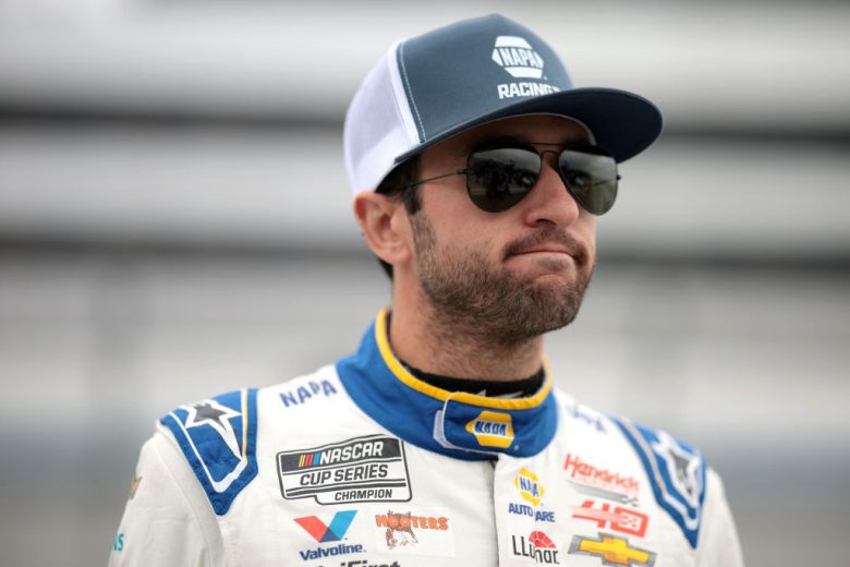 Chase Elliott looks on at Dover.