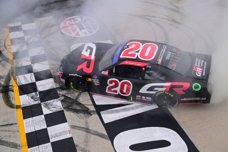 Ryan Truex celebrates after winning at Dover.