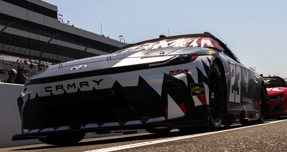 View of the front of Bubba Wallace's No. 23 Toyota