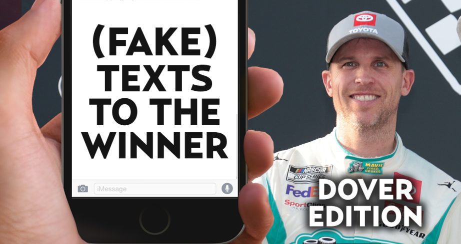 A general graphic of a phone in front of Denny Hamlin.