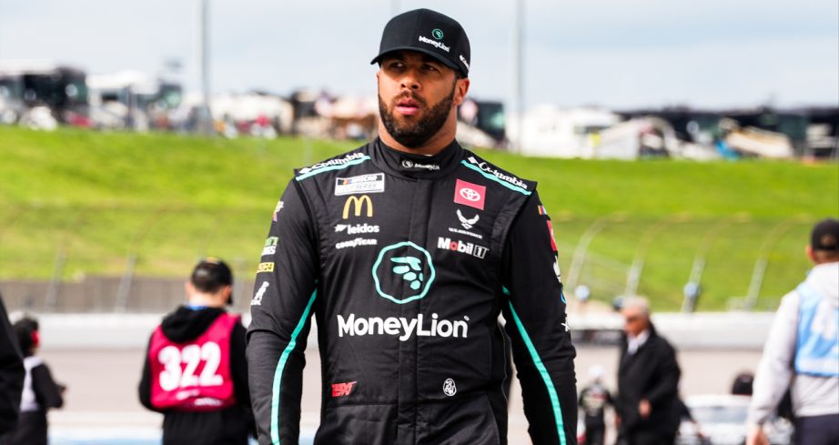 Bubba Wallace looks on