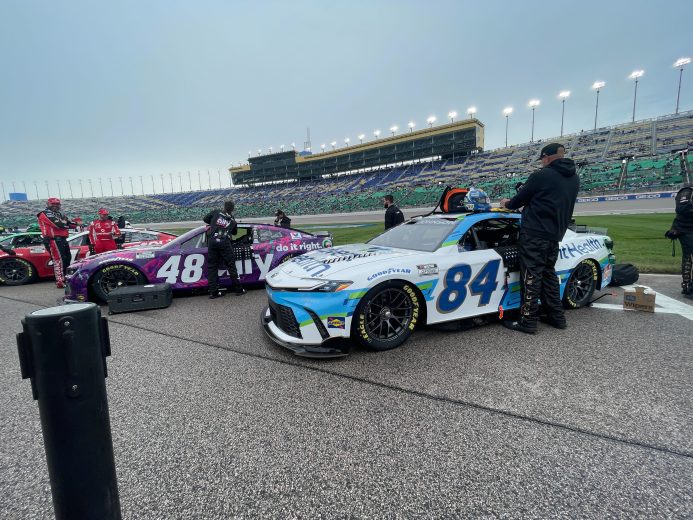 A general view of the No. 84 Legacy Motor Club Toyota and No. 48 Hendrick Motorsports Chevrolet.