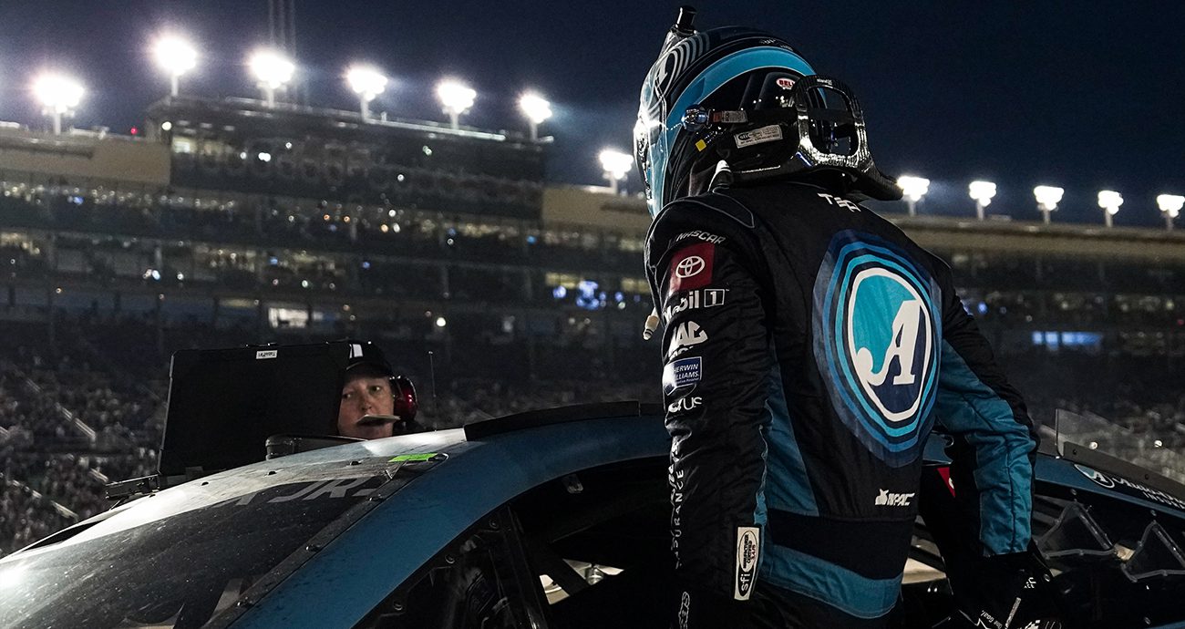 Truex climbs out of his car