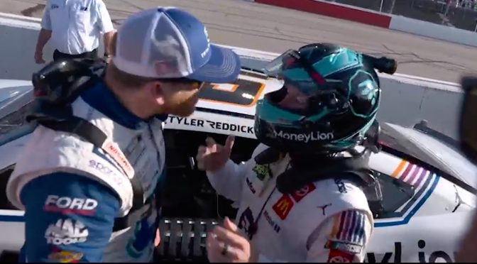 Featured Image for Chris Buescher, Tyler Reddick collide at Darlington, exchange words post-race