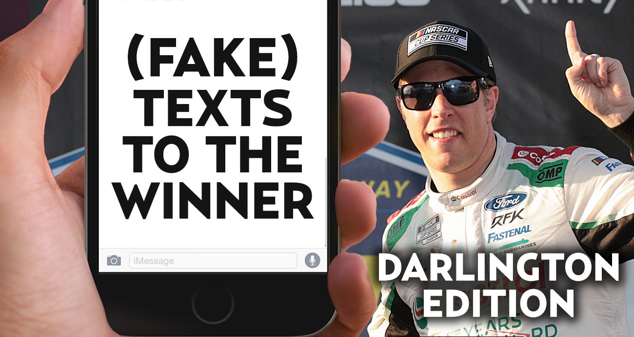 Fake Texts graphic featuring Brad Keselowski.