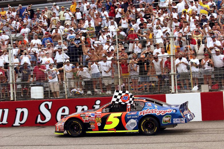 Terry Labonte celebrates at Darlington Raceway.