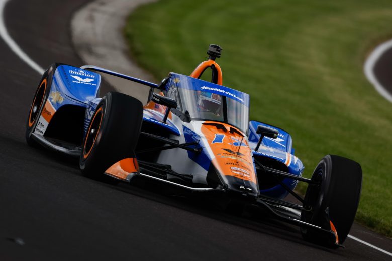 Kyle Larson drives during Indy 500 practice