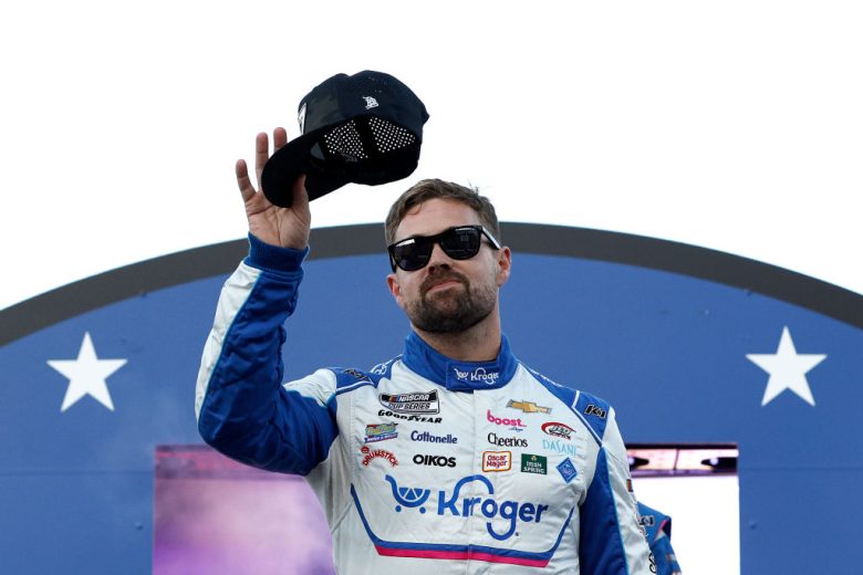 Ricky Stenhouse Jr. waves to fans