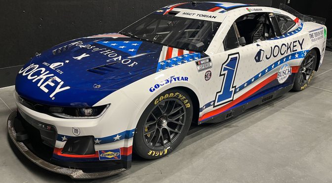 Featured image for Jockey, Folds of Honor unveil Ross Chastain’s paint scheme for Coca-Cola 600