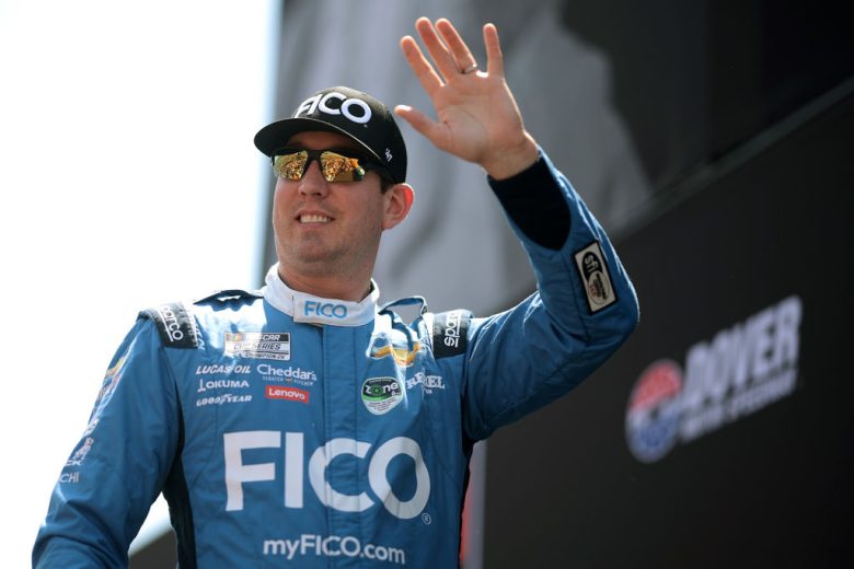 Kyle Busch waves to fans