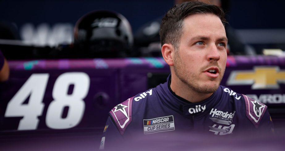 Alex Bowman, driver of the No. 48 Ally Chevrolet, looks on during practice for the NASCAR Cup Series Enjoy Illinois 300 at WWT Raceway on June 1, 2024 in Madison, Illinois.