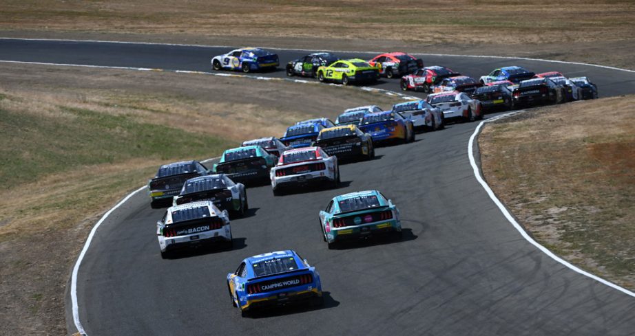 NASCAR Cup Series cars race at Sonoma.