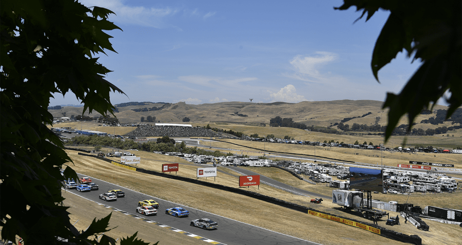 General view of nascar racing at Sonoma.