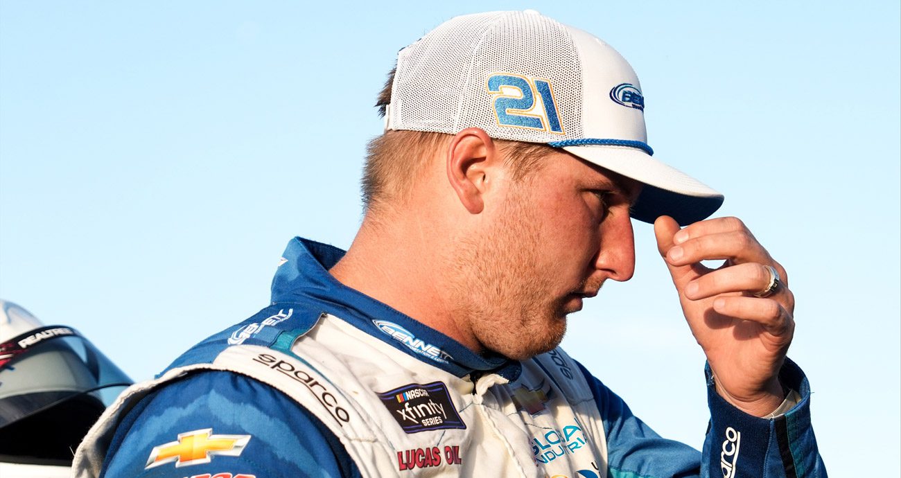 Austin Hill looks on after the Xfinity race at Sonoma.